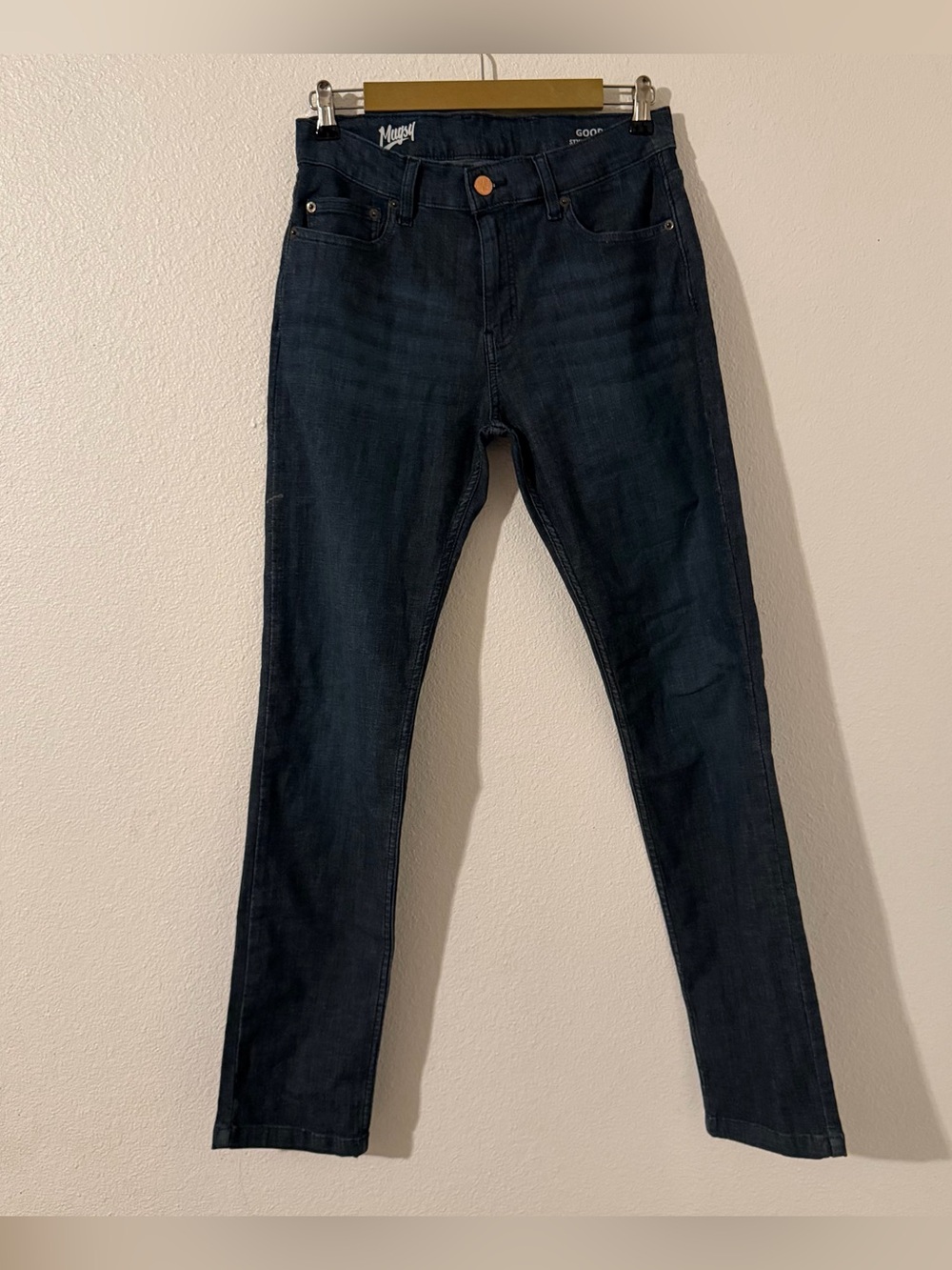 Mugsy Jeans Mens Size 31x32 Blue Stretch Denim Good Hangs Straight 5-Pocket